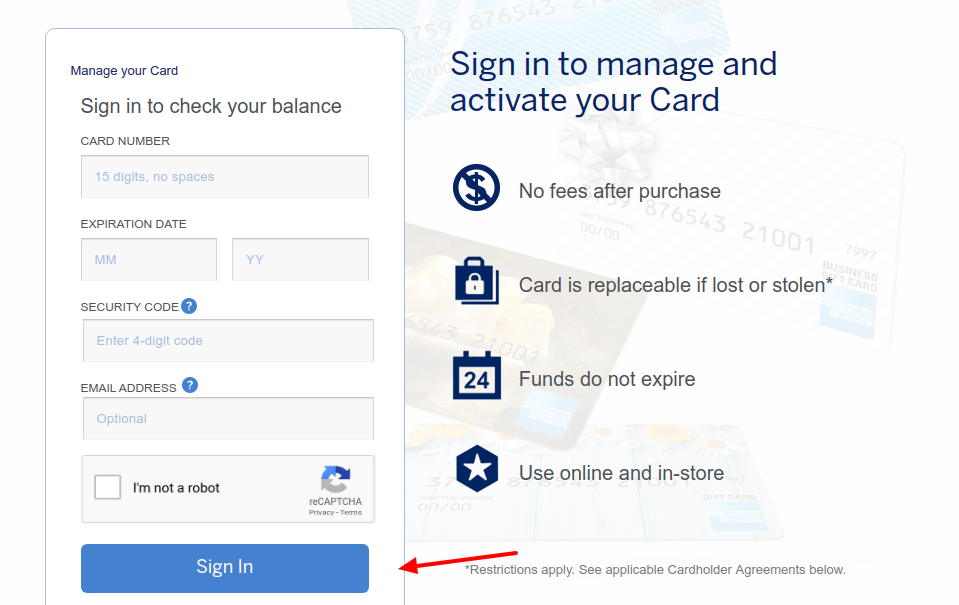 American Express Gift Card Login