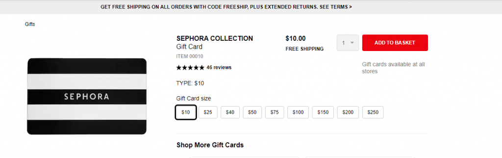 check sephora gift card balance on app