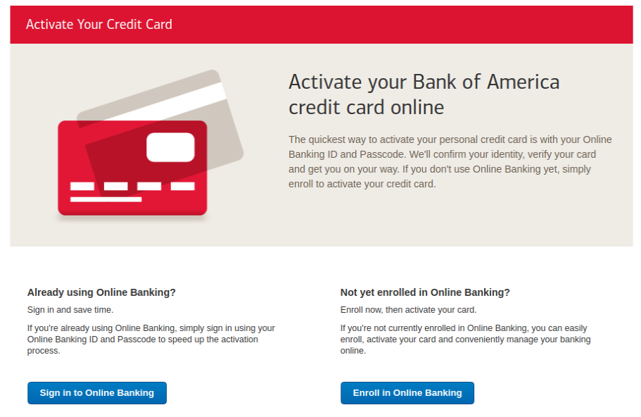 Bank of America Card Activation