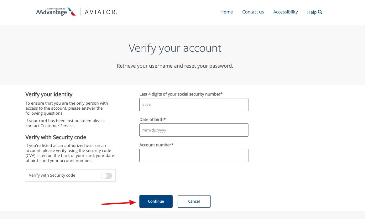 aviator mastercard forogot password