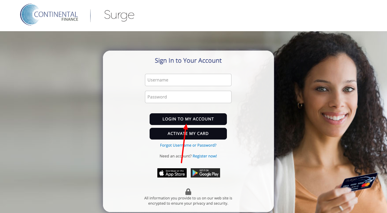 surge credit card login